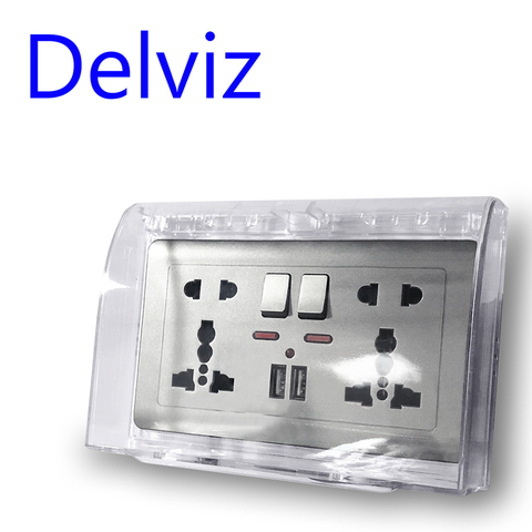 Delviz UK interruptor estándar caja protectora cubierta de polvo para toma de pared caja de interruptor Rectangular caja de cubierta impermeable del hogar ► Foto 1/6
