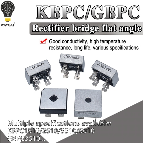KBPC5010 KBPC3510 pila de puente rectificador KBPC1010/1510/2510/610 GBPC3510 Puente rectificador de diodo 50A1000V ► Foto 1/6