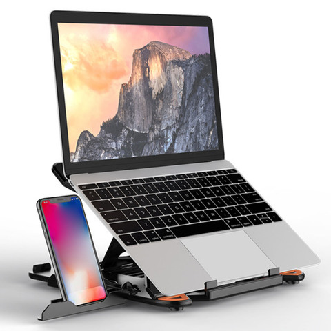 Besegad-soporte plegable de refrigeración para ordenador portátil, elevador ajustable con soporte de teléfono para Macbook, Dell, HP, Lenovo, ASUS, 11-17 pulgadas ► Foto 1/6