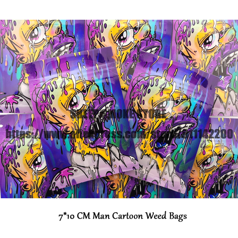 2022 dibujos animados púrpura hierba bolsas impermeable sellado bolsas de plástico, alta calidad, paquete de tabaco bolsas de almacenamiento con cierre zip ► Foto 1/1