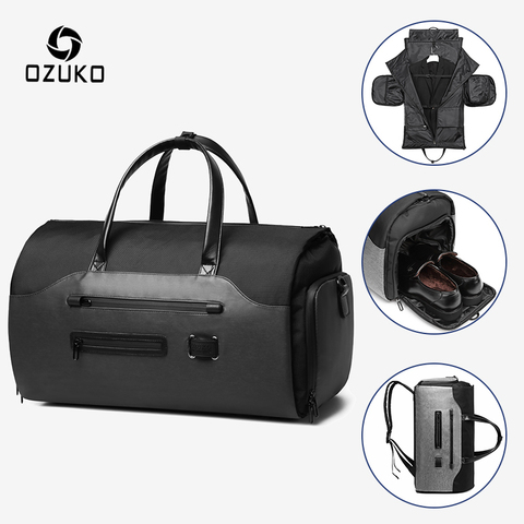 Bolsa de viaje multifunción para hombre de OZUKO, bolsa de equipaje de gran capacidad, bolsa de viaje impermeable para hombre, bolsa de lona, zapatos con bolsillo ► Foto 1/6