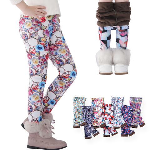 Leggings para niñas SheeCute para niños y niños gruesos pantalones cálidos para niños invierno otoño imprimir pantalones de flores SCW101 ► Foto 1/6