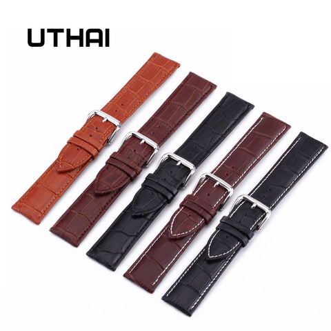 UTHAI Z08- Correa de cuero genuino para reloj, accesorios para reloj de 10-24mm, de colores marrones, de alta calidad ► Foto 1/6