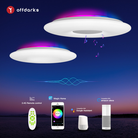 OFFDARKS-luces LED de techo inteligentes, Control por voz por WIFI, aplicación de Control RGB, atenuación de Altavoz Bluetooth, lámpara de techo para cocina y sala de estar ► Foto 1/6