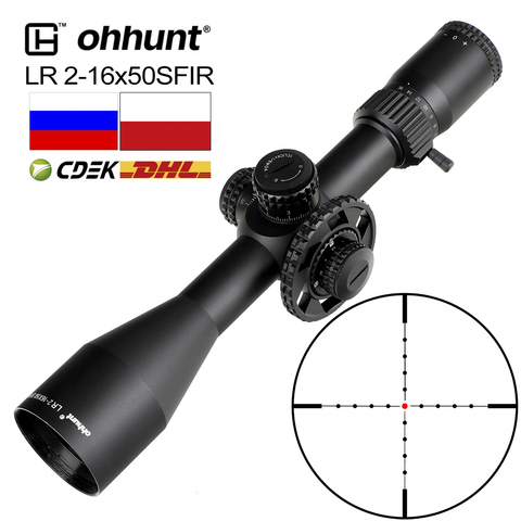 ohhunt LR 2-16x50 SFIR Mira de rifle Mil Dot Retícula grabada en vidrio Paralaje lateral Vistas ópticas Torreta de reinicio de bloqueo para el alcance del rifle ► Foto 1/6