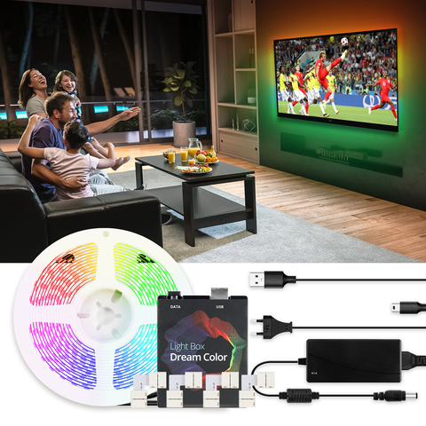 WS2812b direccionable ambiente tira de luz LED RGB USB con conector para PC Android TV pantalla retroiluminación LED Kit de 1M-5M ► Foto 1/6