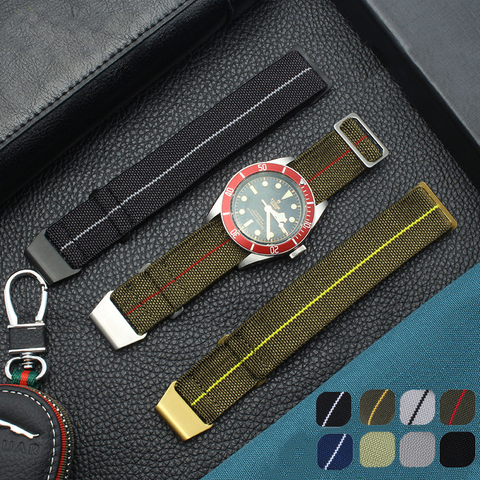 20mm, 22mm, elástico de Nylon banda para Samsung Galaxy relojes 3 41 45mm correa para Amazfit la OTAN reloj tropas paracaídas bolsa correa de reloj ► Foto 1/6