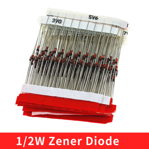 Zener-Juego de diodos surtidos, 2V, 3V, 3,3 V, 3,6 V, 5,1 V, 5,6 V, 7,5 V, 10V, 12V, 13V, 15V, 16V, 18V, 20V, 22V, 24V, 30, 1/2W V 33V 39V) conjunto surtido ► Foto 1/5