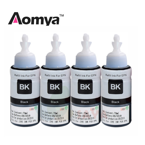 4 negro x 70 ml aomya tinte compatible para Epson L355 L350 L365 L366 L550 L555 L566 L800 L801 l805 L110 L120 L210 tinta de impresora ► Foto 1/1