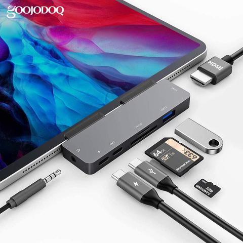 Hub tipo C con USB para iPad Pro 11 12,9 Macbook 7 en 1 USB-C con 4K HDMI compatible con auriculares Jack USB3.0 USB C PD de carga ► Foto 1/6