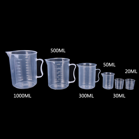 20 ml/30 ml/50 ml/300 ml/500 ml/1000 ml botella de plástico transparente graduado vaso medidor para hornear recipiente para medir líquidos ► Foto 1/5