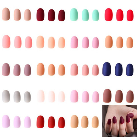 Corta uñas de acrílico diseños Sethexy mate uñas corta 24 Uds uñas falsas para las mujeres y las niñas manicura uñas artificiales consejos ► Foto 1/6