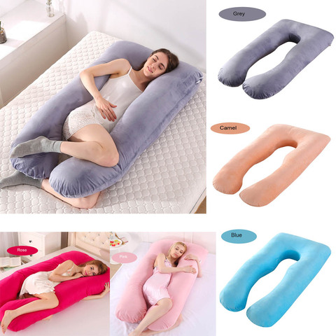 Almohada de algodón en forma de U para embarazo, almohada de algodón de cuerpo completo, almohadas de maternidad para dormir de lado, ropa de cama de soporte para dormir para mujer ► Foto 1/6