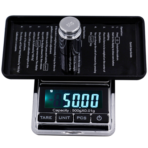 Balanza electrónica de 500g/0,01g, 1000g, 0,1g, balanza de precisión portátil de bolsillo LCD Digital para joyería, balanza de peso de 30% gramos ► Foto 1/6