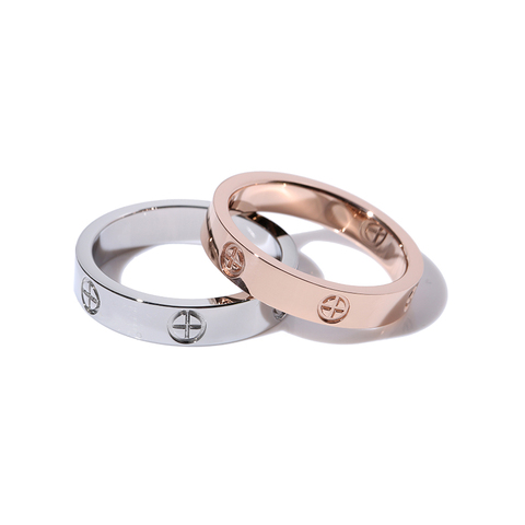 Anillo de compromiso de acero inoxidable para hombre y mujer, sortija clásica, oro rosa, Color plateado, amor, boda, GR228 ► Foto 1/6