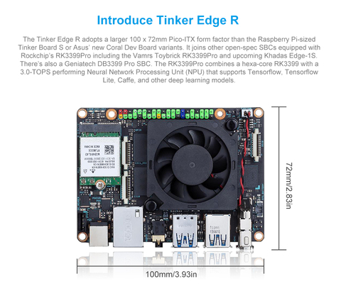 ASUS-Placa de desarrollo Tinker Edge R, Rockchip RK3399PRO, inteligencia Artificial, tablero de demostración Android 8,1 ► Foto 1/6