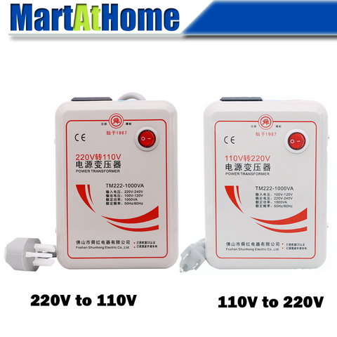 Transformador convertidor de voltaje de 1000 W 220 V a 110 V reductor/110 V a 220 V 1000 W paso ► Foto 1/6