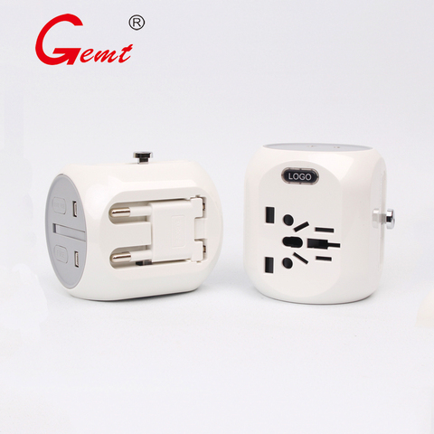 Adaptador de viaje todo en uno QC 3,0, adaptador Universal de pared, enchufe de CA con doble USB tipo C, carga para EE. UU., UE, Reino Unido y AU ► Foto 1/1