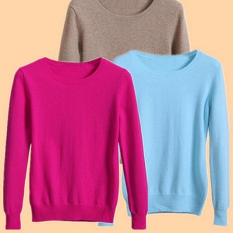 De alta calidad de colores puros nuevo Otoño Invierno estilo europeo mujeres Outwear Pullovers de punto, suéter de Cachemira de mujer de gran tamaño ► Foto 1/6