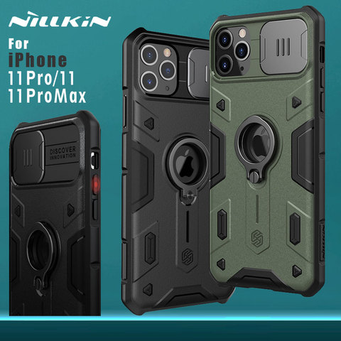 Funda para iPhone 11 Pro 11 Pro Max NILLKIN CamShied Armor Striker, funda con anillo para dedo, funda protectora de cámara de TPU PC ► Foto 1/6