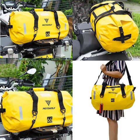 Bolsa trasera impermeable para motocicleta, bolsa de equipaje seca para viaje al aire libre, 40/66/80/90L, mochila para equipaje ► Foto 1/6