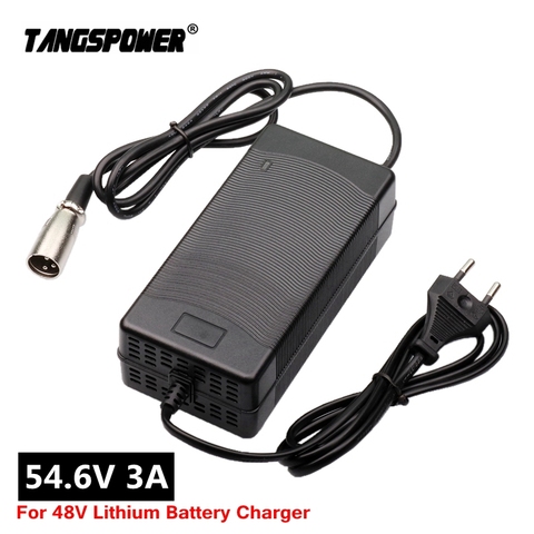 Cargador de batería de litio para bicicleta eléctrica, 54,6 V, 3A, 54,6 v, 3A, para paquete de batería de litio de 48V, enchufe XLR, cargador de 54.6V3A ► Foto 1/6