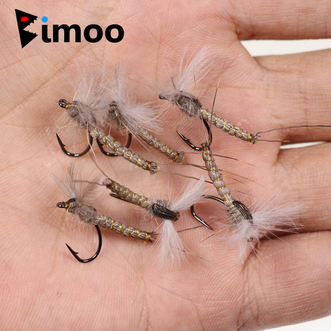 Bimoo-6 uds., tamaño #12, CDC, ala de pluma, Mayfly, mosca seca, Roca, río, trucha, pesca, moscas, señuelo ► Foto 1/6