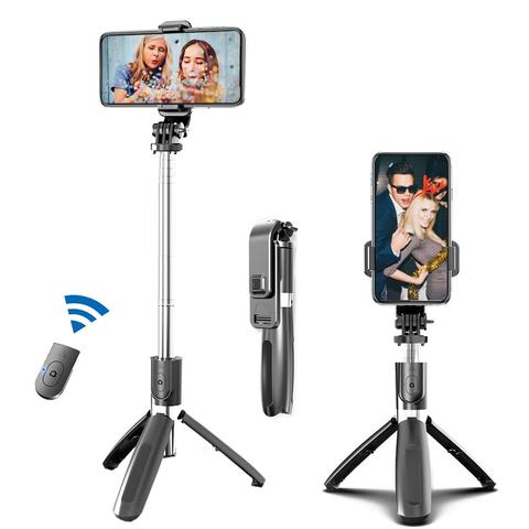Trípode portátil con palo de Selfie para teléfono móvil, palo para tomar fotos, transmisión en vivo, recargable, Bluetooth, Control remoto ► Foto 1/6