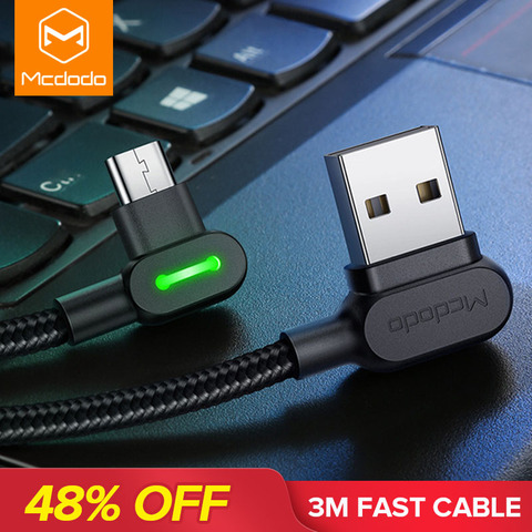 MCDODO-Cable Micro USB de carga rápida para móvil, Cable de carga rápida 3m 3A para Samsung, Huawei y Android ► Foto 1/6