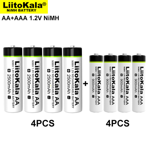 Liitokala-batería recargable de 1,2 V AA 2500mAh AAA 900mAh Ni-MH para pistola de temperatura, control remoto, ratón, juguete de baterías ► Foto 1/5