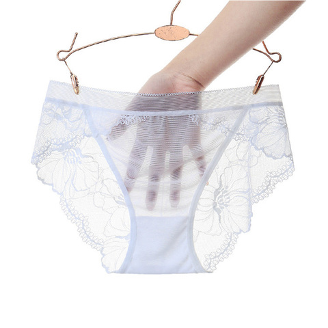 Bragas transparentes de encaje para mujer, ropa interior Sexy, Bikini de talla grande, bragas transparentes de malla ► Foto 1/6