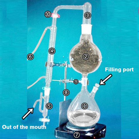 Equipo de destilación de vapor de aceite esencial para laboratorio, kit de cristalería, purificador de agua con estufa caliente, condensador Graham, 2000ml, nuevo ► Foto 1/1