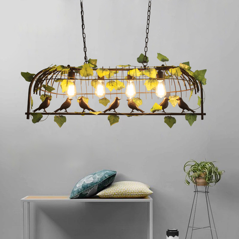 Lámpara jaula de pájaro estilo Industrial Retro, lámparas LED de hierro forjado para restaurante, comedor, jardín, bar, luz decorativa ► Foto 1/6