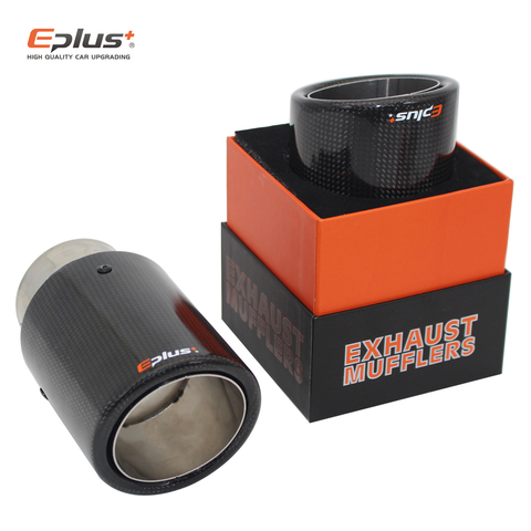 EPLUS-silenciador de fibra de carbono brillante para coche sistema de escape, boquilla Universal de prensado de plata inoxidable para Akrapovic ► Foto 1/6