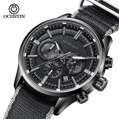 OCHSTIN 2022 hombres relojes de marca de lujo reloj de muñeca deportivo para correa de Nylon para hombres impermeable cuarzo hombre cronógrafo relojes con fecha ► Foto 1/6