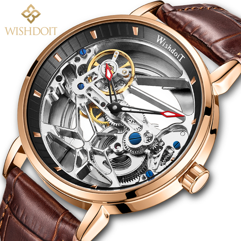 Reloj mecánico automático para hombre, pulsera de cuero de lujo, informal, de moda, Tourbillon, marca, nuevo, 2022 ► Foto 1/6