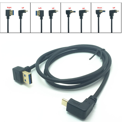 Cable USB C de 90 grados, Cable USB 3,0 A USB tipo C, sincronización de datos y Cable de ángulo izquierdo/derecho para cargar USB-C, Adaptador convertidor de ángulo doble ► Foto 1/6