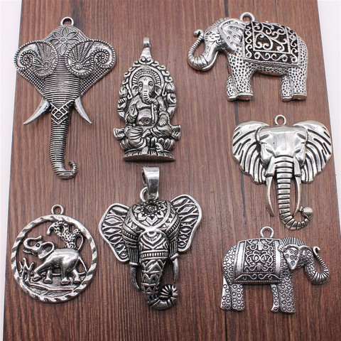 1 Uds encantos de elefante para fabricación de joyería DIY accesorios de joyería de Color de plata antiguo elefante colgante encantos ► Foto 1/2