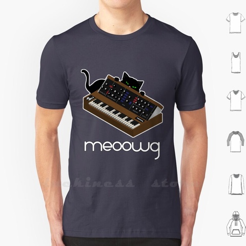 Camiseta de sintetizador de gato para hombres y mujeres, camisa de algodón para adolescentes, divertida, analógica, Synthwave, música, músico ► Foto 1/6