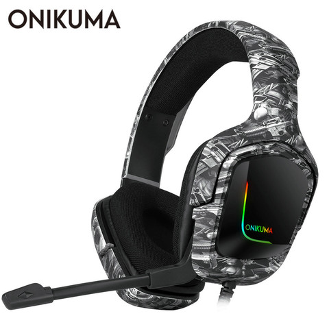 ONIKUMA-auriculares K20 con cable y micrófono para videojuegos, cascos con cancelación de ruido y luz RGB para PS4, Xbox One ► Foto 1/6