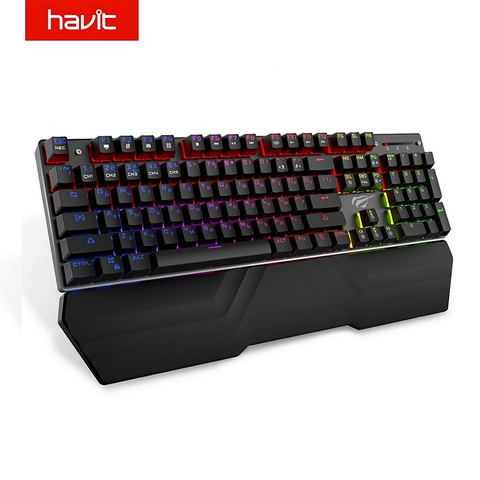 Teclado mecánico HAVIT, 104 teclas, interruptor azul, teclado de juegos por cable, luz RGB, teclado Inglés ruso Anti-Ghosting, HV-KB432L ► Foto 1/6