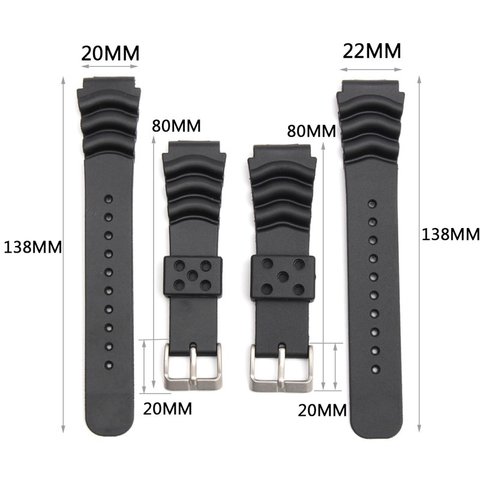 Correa de goma para reloj de buceo, pulsera deportiva de silicona negra de 18, 20, 22 y 24 Mm, conjunto de herramientas para Seiko y Casio Watch ► Foto 1/6