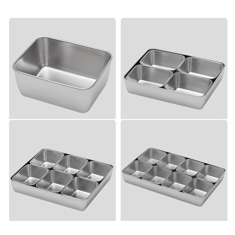 Caja de condimentos de acero inoxidable para Hotel, suministros de cocina rectangulares de 1-4-6-8 rejillas, regalo multifunción, utensilios de calidad novedosos, 201, 2022 ► Foto 1/6