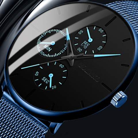 Reloj de pulsera de acero inoxidable para hombre, cronógrafo minimalista ultrafino con correa Mest, color azul, elegante, 2022 ► Foto 1/6