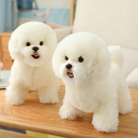 Bichon Frise-perro de peluche, osito cachorro juguete de peluche de perro, simulación de mascotas, muñecos esponjosos, regalos de cumpleaños para niños ► Foto 1/6