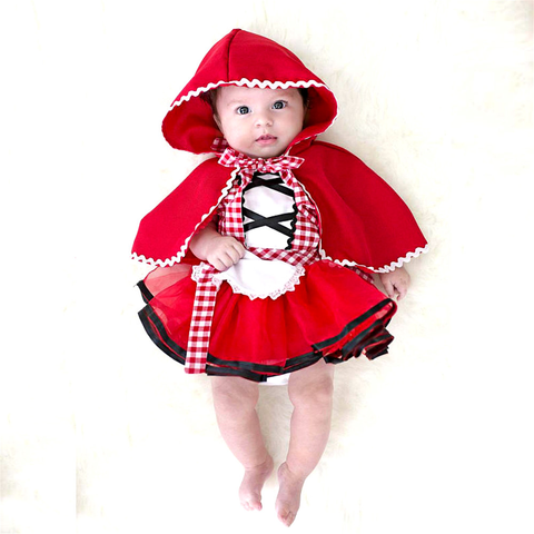 Vestido de tutú para bebé y niña, capa, traje para recién nacido, Caperucita Roja, Cosplay, foto, disfraz, fiesta, ropa para bebé ► Foto 1/6