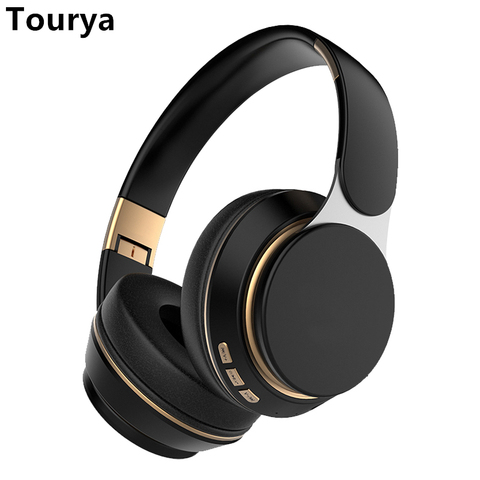 Tourya-auriculares inalámbricos T7 con Bluetooth 5,0, auriculares estéreo plegables ajustables con micrófono para teléfono, Pc, TV, Xiaomi y Huawei ► Foto 1/6