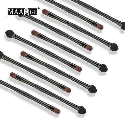 MAANGE 10 Uds maquillaje profesional cepillo de doble cabeza de sombra de ojos cejas cepillos negro cabeza de esponja Polo pestañas herramientas, Maquiagem ► Foto 1/6