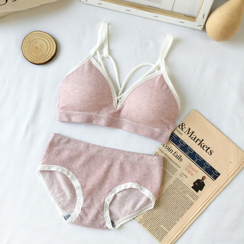 Conjunto de sujetador y braguitas para mujer, conjunto de ropa interior para Fitness, conjunto de Sujetador deportivo, sujetador Push Up, Bralette, conjunto de lencería Sexy con parte trasera de belleza ► Foto 1/6