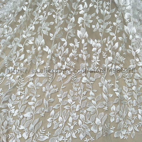 Berta-vestido de novia elegante, tela de encaje, 130cm de ancho, encaje de color marfil ► Foto 1/6
